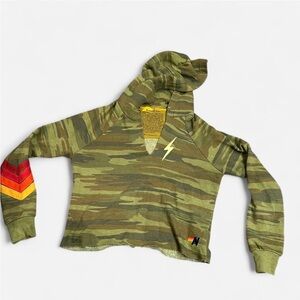 Aviator Nation Green Camouflage hoodie- small EUC
